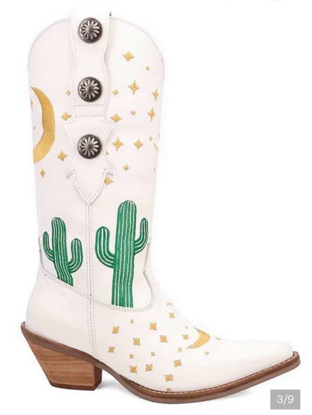 Dingo White Western Cactus Embroidered Mid-Calf Boots - Picture 3 of 9